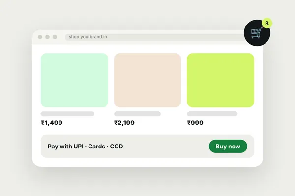 Ecommerce website for a Lucknow brand with UPI, card and COD payments